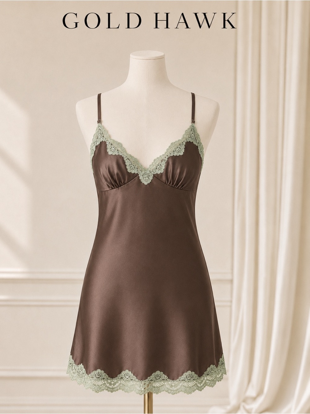 NWT Gold Hawk GH507 Tawny Silk Lace Chemise Tunic Size S